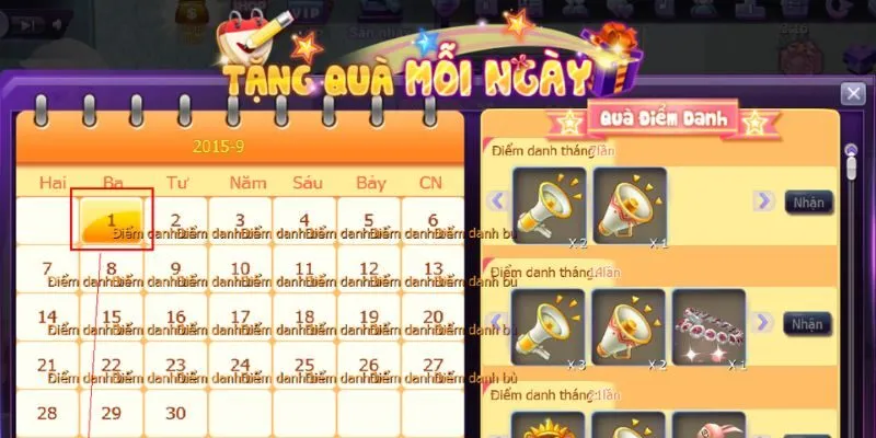 Điểm danh vào các ngày lễ, sự kiện, rinh quà liền tay